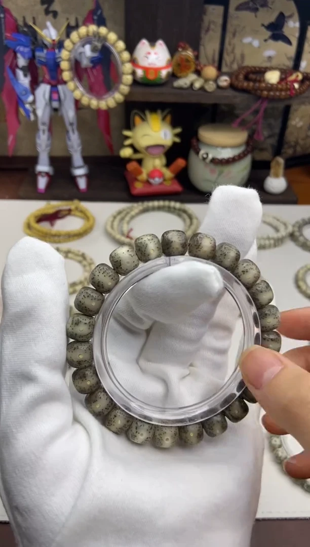 星月菩提手串a05灰冰一线天留白单圈10*9mm