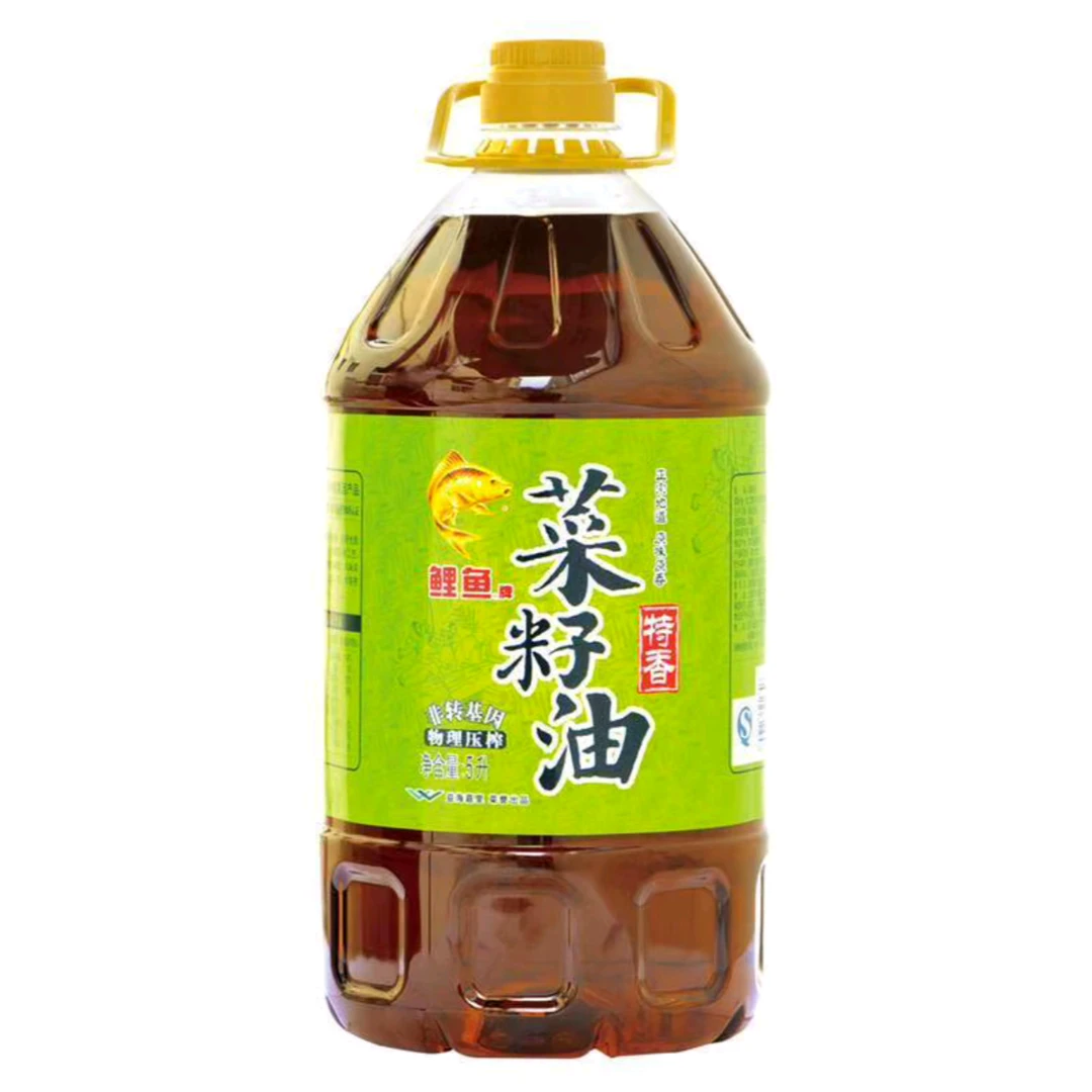 鲤鱼牌非转基因物理压榨特香菜籽油5L/桶