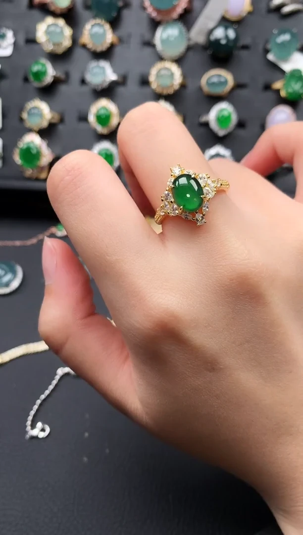 【闪购商品】翡翠戒指银S925镶嵌54676547