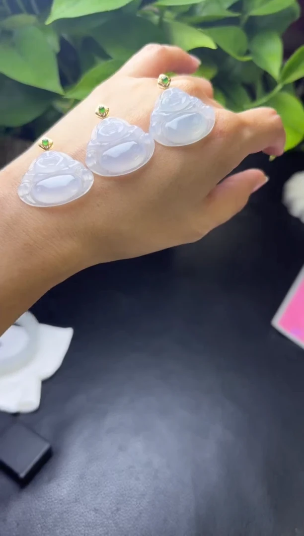 翡翠挂件18K金镶嵌多样性发一件佛公2