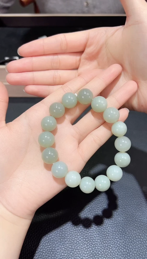 【闪购商品】和田玉手串未镶嵌且末料青白玉卡14手串