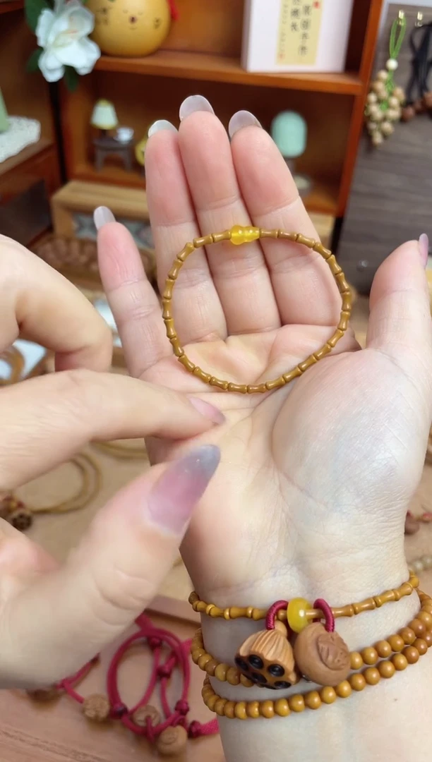 桃核竹节黄葫芦款手链定制