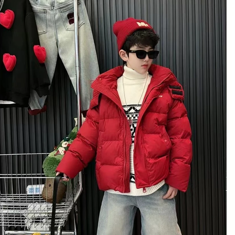 男童冬季棉服2025新款本命年加厚红色棉衣大儿童棉袄秋冬外套