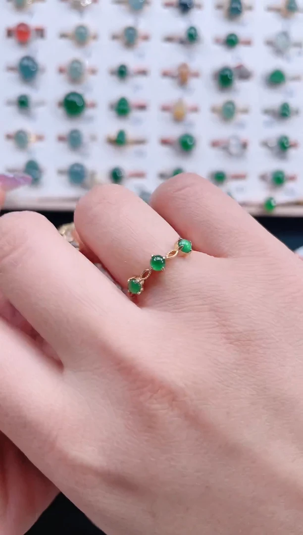 银S925镶嵌戒指翡翠天然翡翠