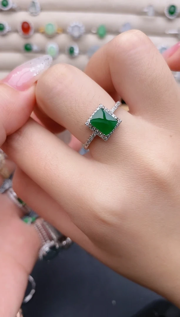 银S925镶嵌戒指翡翠0