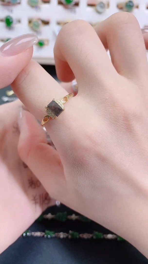 银S925镶嵌戒指翡翠天然翡翠