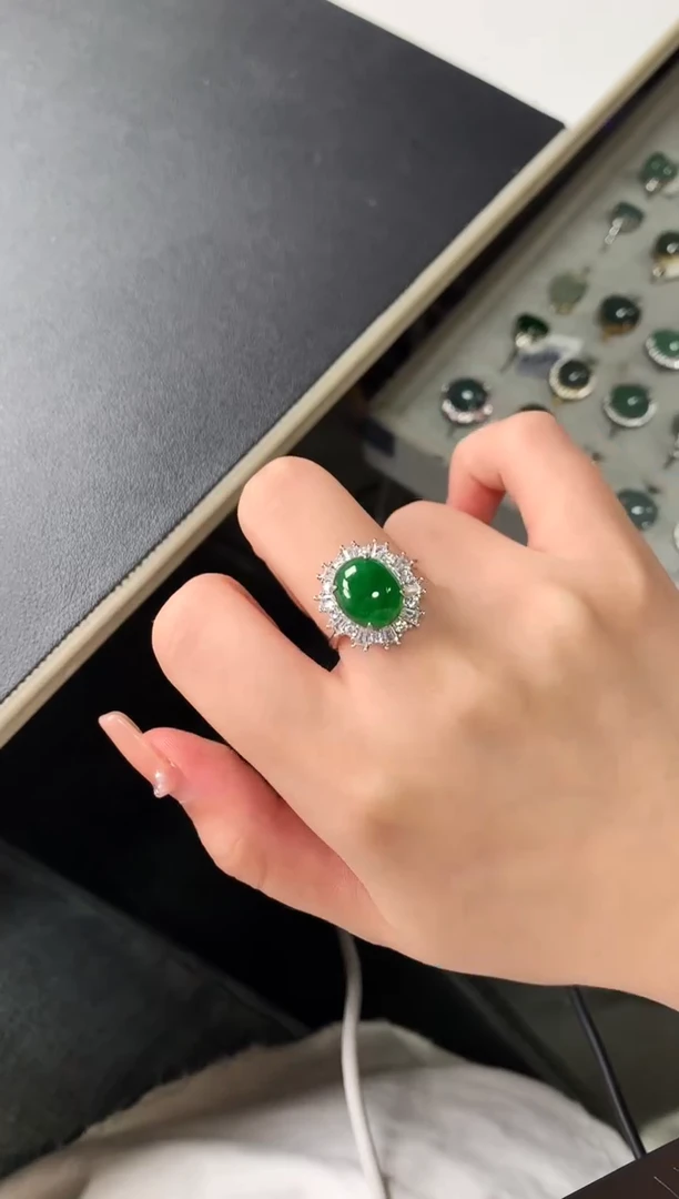 【闪购商品】翡翠戒指银S925镶嵌51241