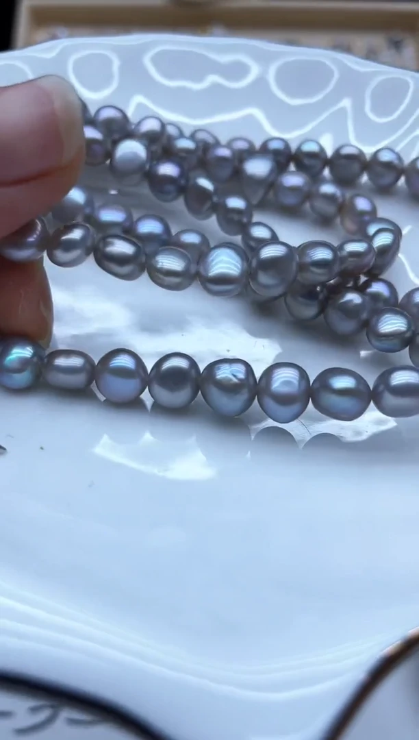 淡水珍珠银S925镶嵌项链项链多其性发其一