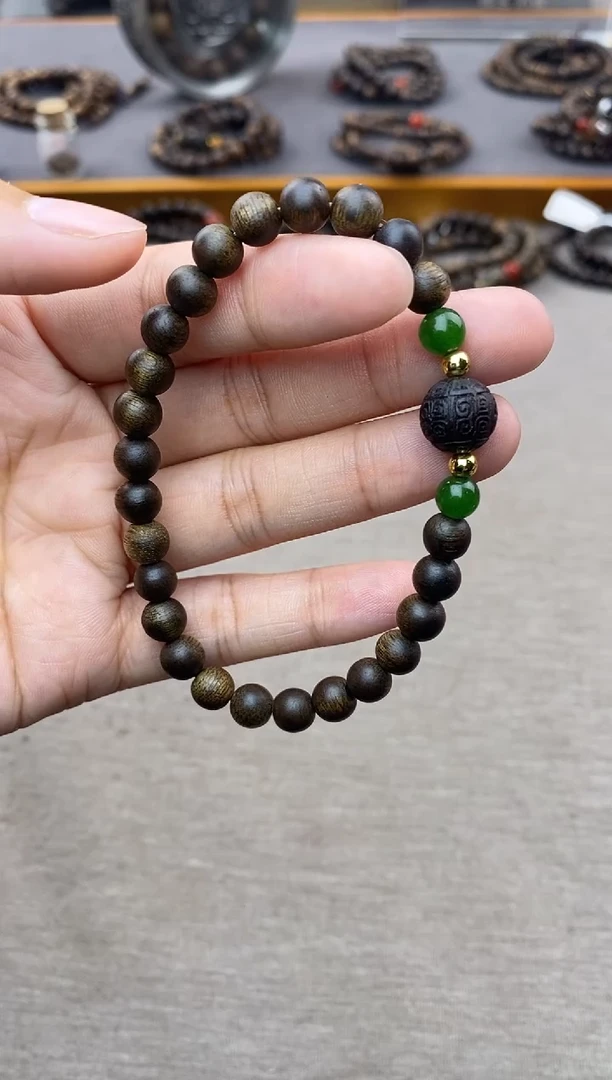 【闪购商品】沉香手串顺化紫棋06沉水+降真香1.0回纹+配饰