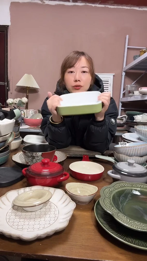 陶瓷微瑕(1个装）绿色烤盘