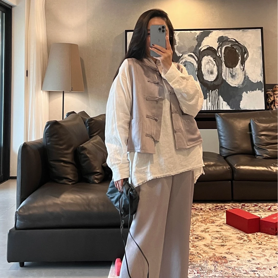 T姐原创精选设计师款盘扣马甲无袖休闲新中式马夹TB56003