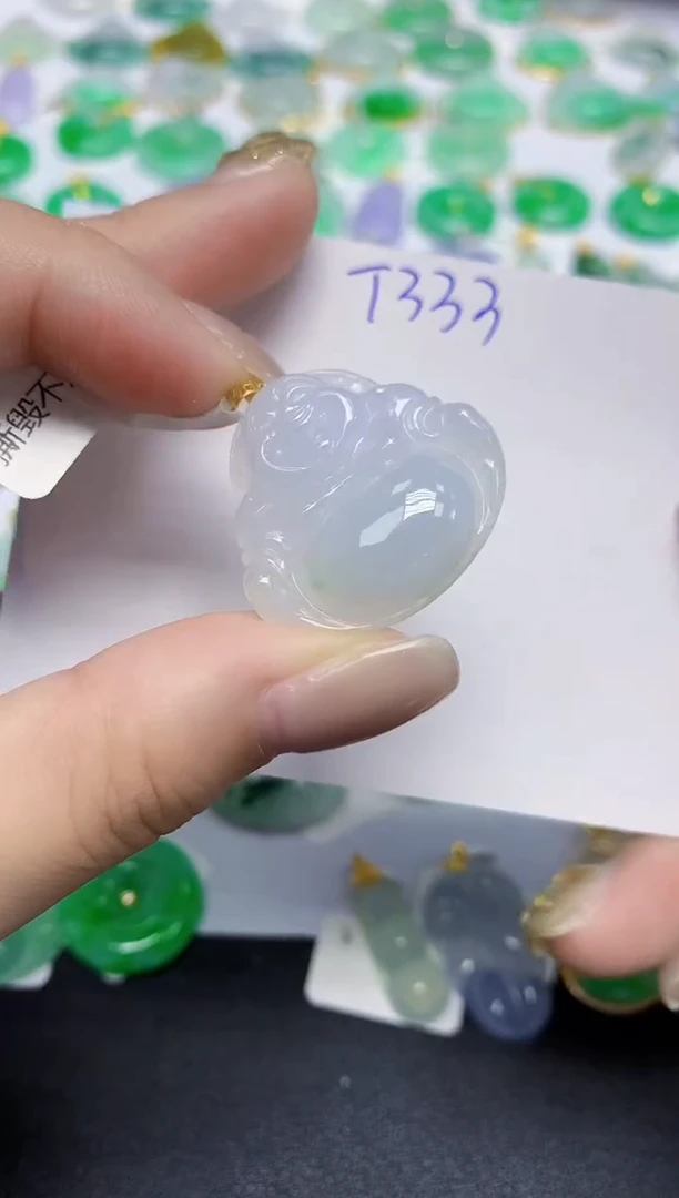 颈饰18K金镶嵌翡翠天然缅甸翡翠A货翡翠百元以上9元证书费自理