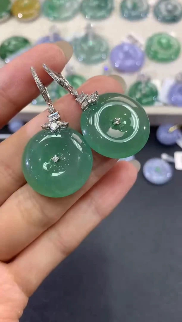 【闪购商品】翡翠耳饰18K金镶嵌  a62