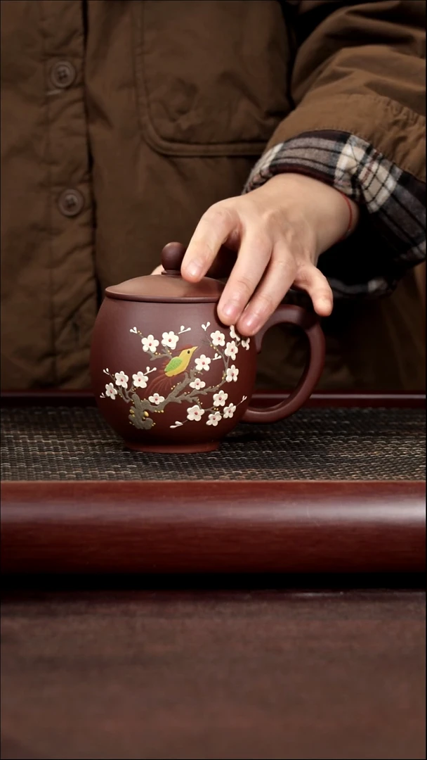 茶杯紫砂尾单喜上眉梢无礼盒