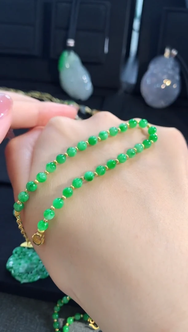 【闪购商品】翡翠手链18K金镶嵌手饰