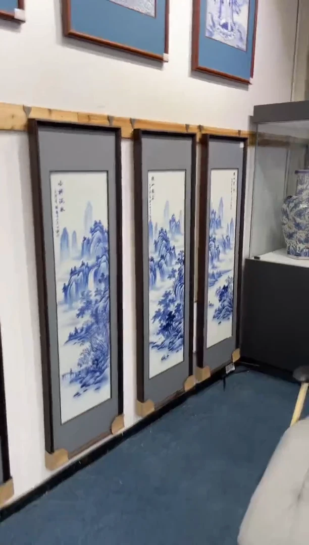 瓷146*44cm青花四条屏