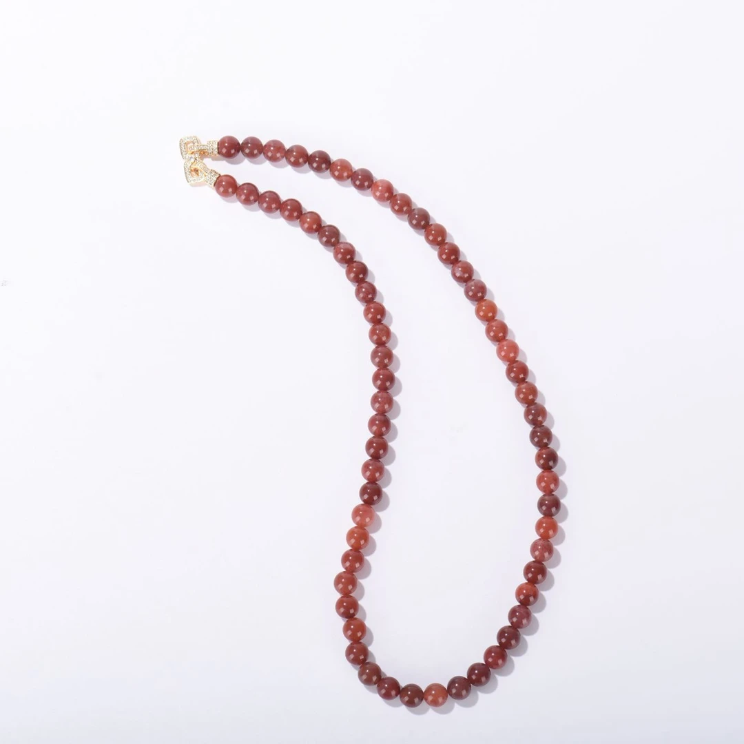 0优化无胶无裂原矿南红朱樱色8mm项链P7多样性发货