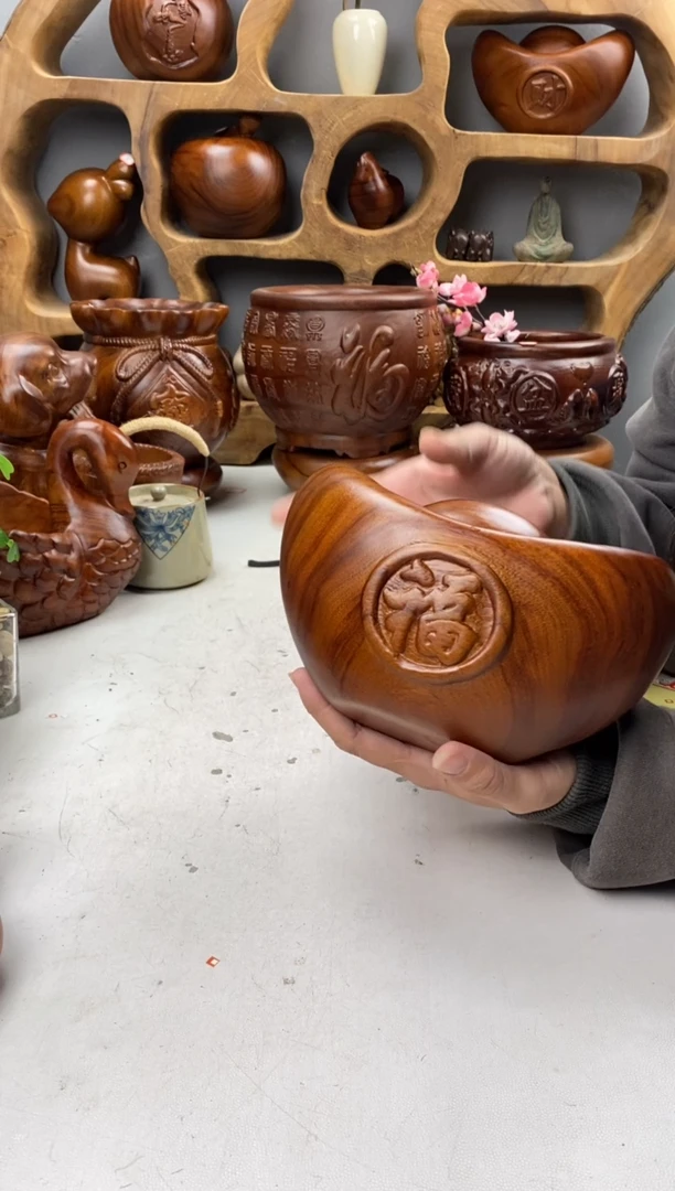 香樟木A41大元宝摆件/尺寸