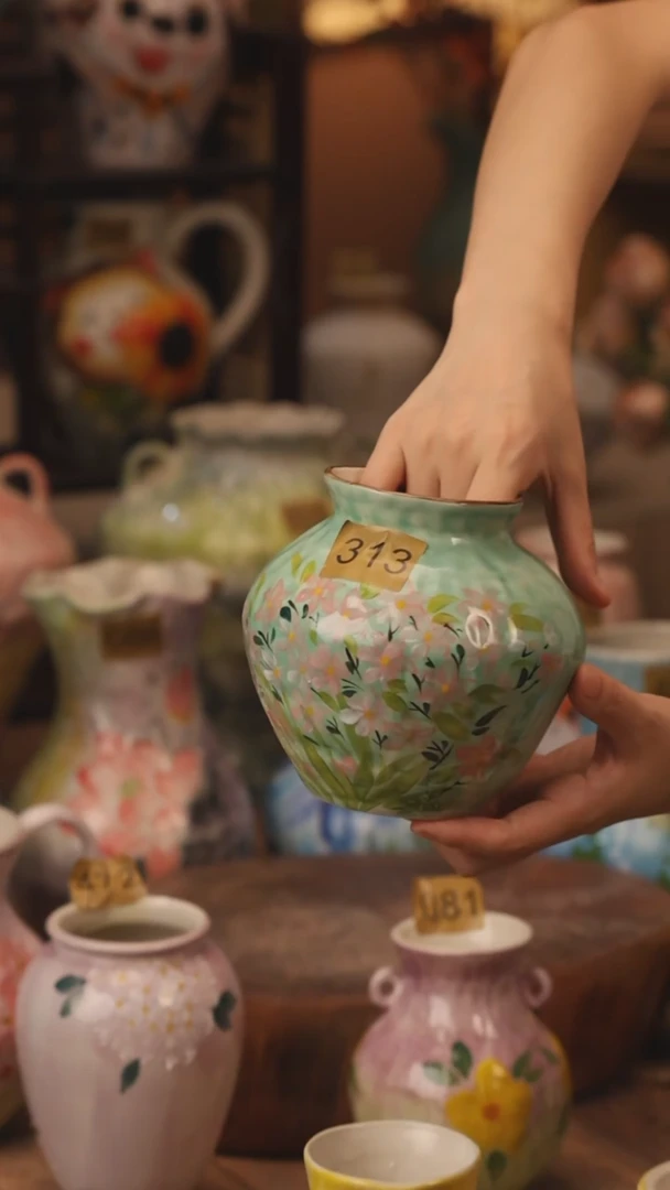 陶瓷313景德镇设计师手作花器摆件侘寂风