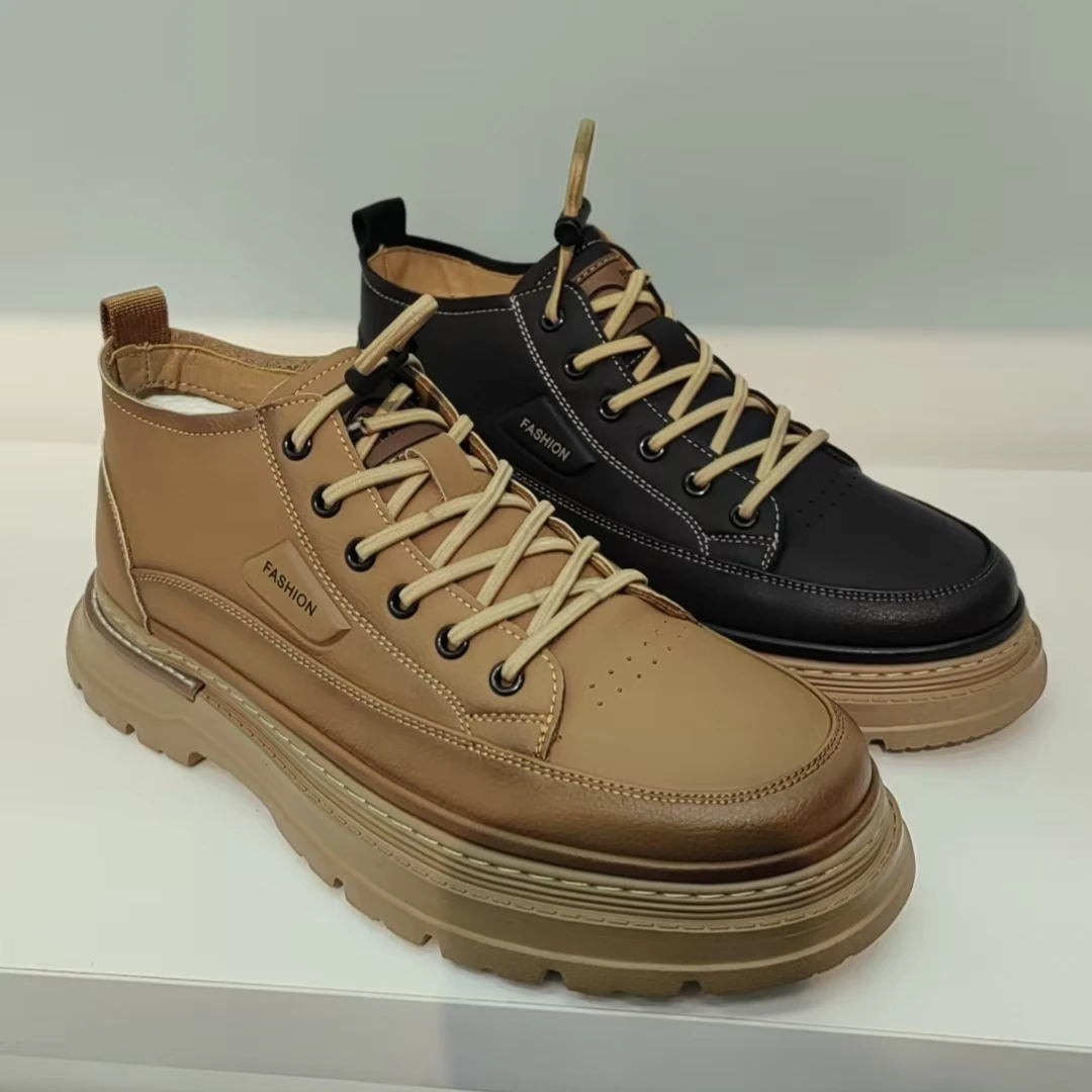 男鞋2025春季新款舒适75386低帮男休闲皮鞋复古时尚工装鞋