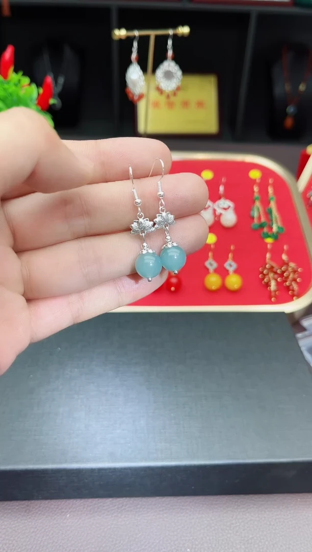 【闪购商品】玛瑙/玉髓耳钉银S925镶嵌237000