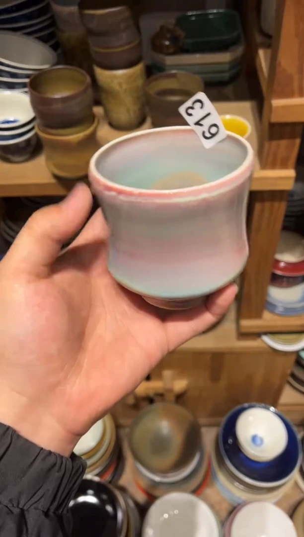 【闪购商品】瓷片613粉色手工水杯1个