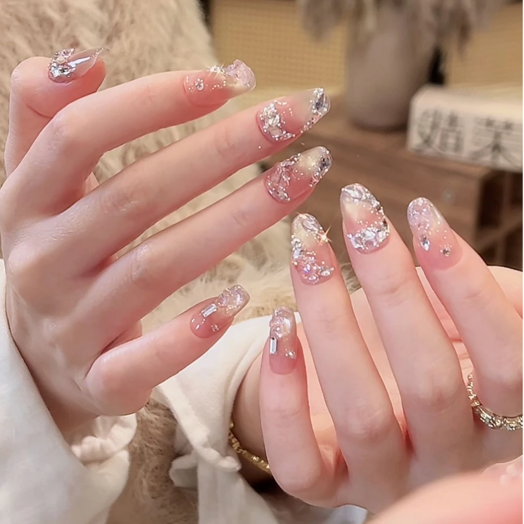 茉哉现货皮皮【幽月蝶谷】纯手工定制美甲拆卸穿戴甲A4775