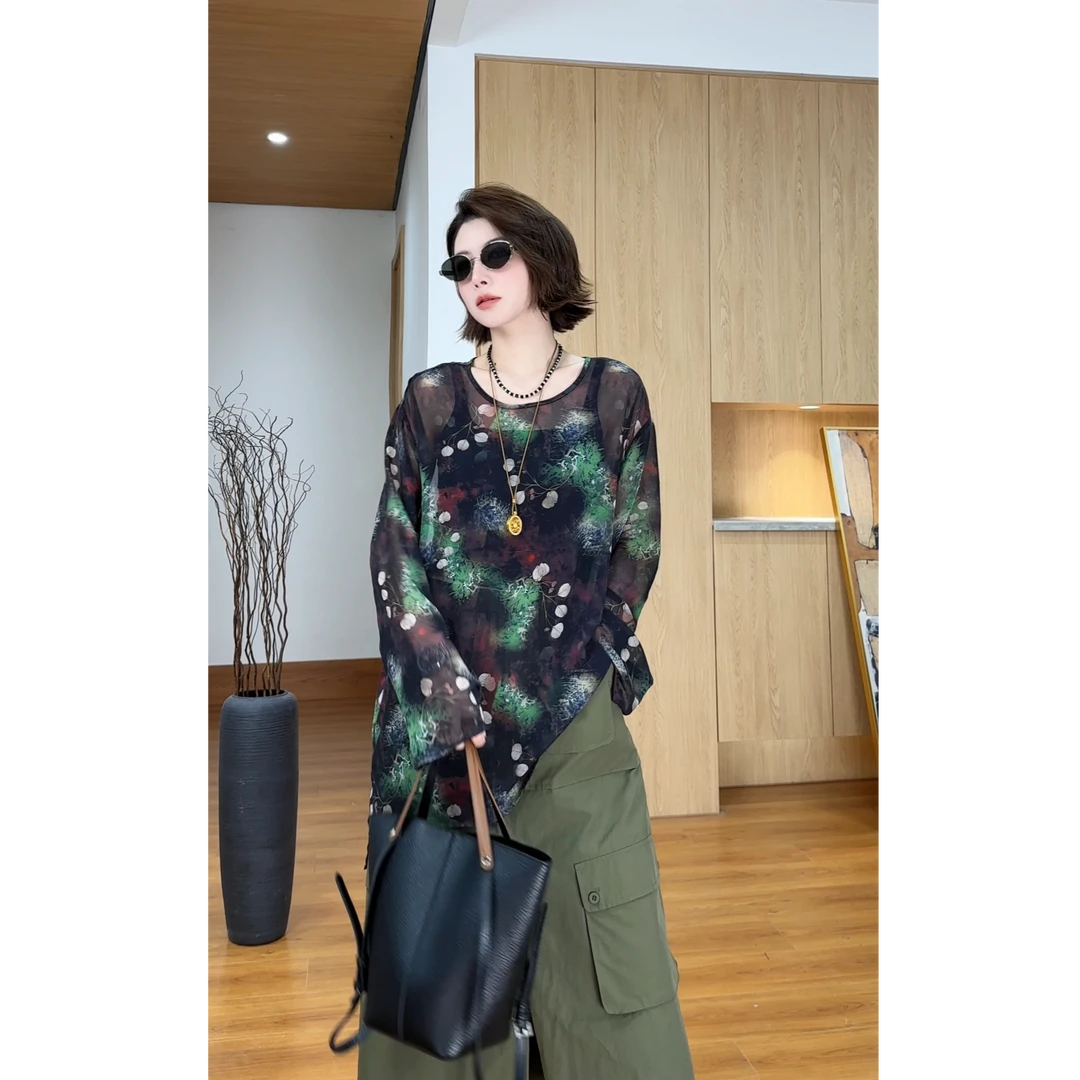 YYOUHAN 2025新款【丛林夜色】极简风百搭长袖防晒T恤 2506C3386