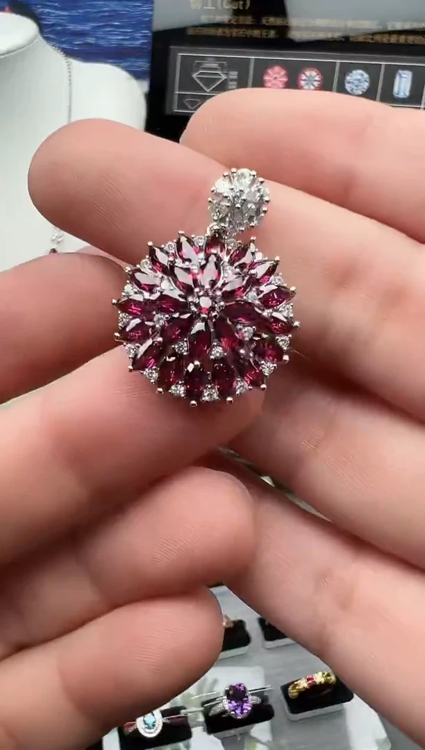 吊坠(不含链)银S925镶嵌石榴石43