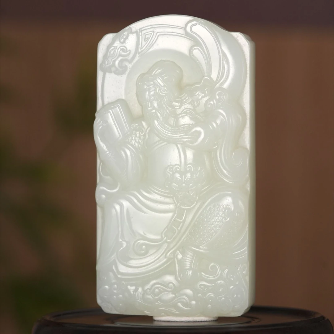 Lot25.和田白玉关公牌/023874/拍宝