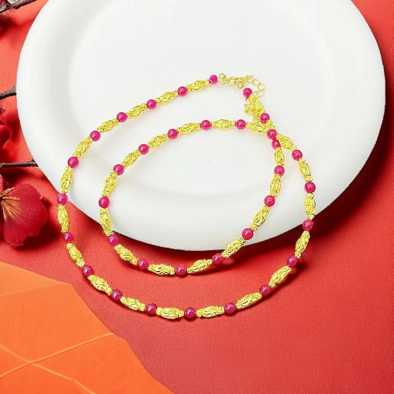 【安总专属】高端传承名贵宝石卡4MM鸽血红红宝石豪华转运珠链Y22