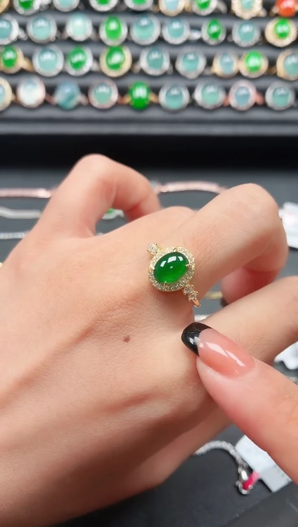 翡翠戒指银S925镶嵌111111