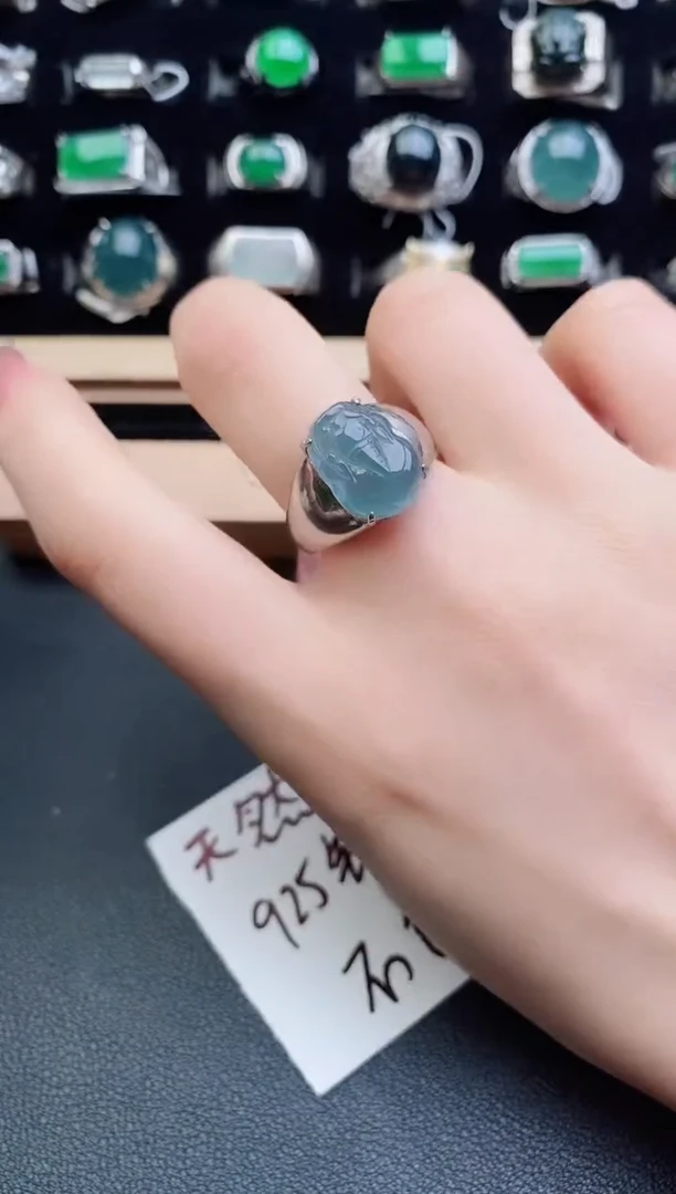 翡翠戒指银S925镶嵌212121
