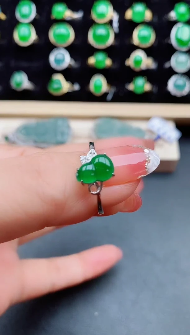 【闪购商品】翡翠戒指银S925镶嵌0800