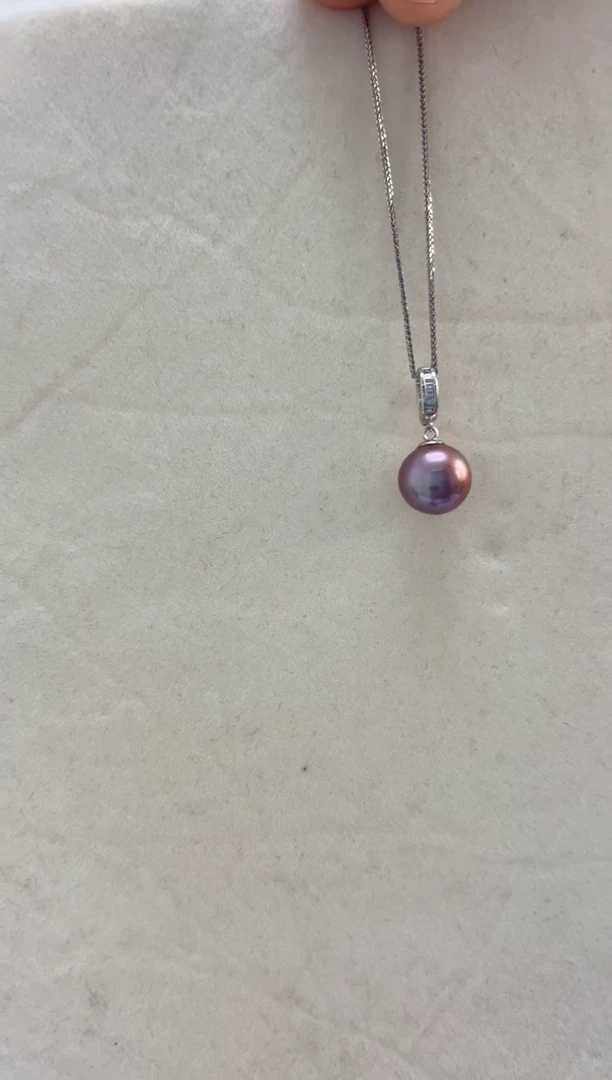 吊坠(不含链)银S925镶嵌淡水珍珠石***布11-12紫色万能扣