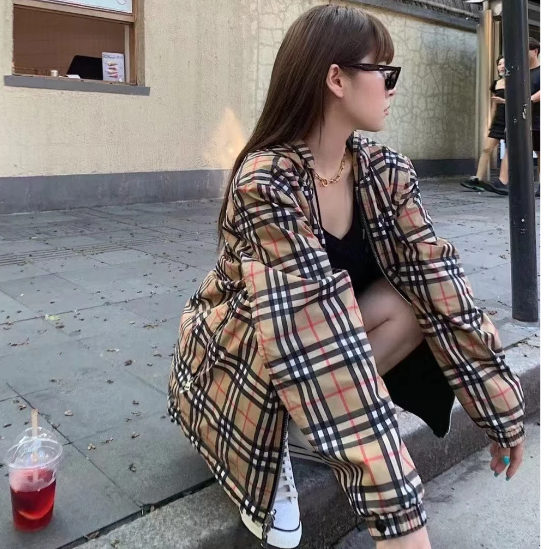 全新未使用 BURBERRY/博柏利 格纹抽绳尼龙夹克 卡其色/8