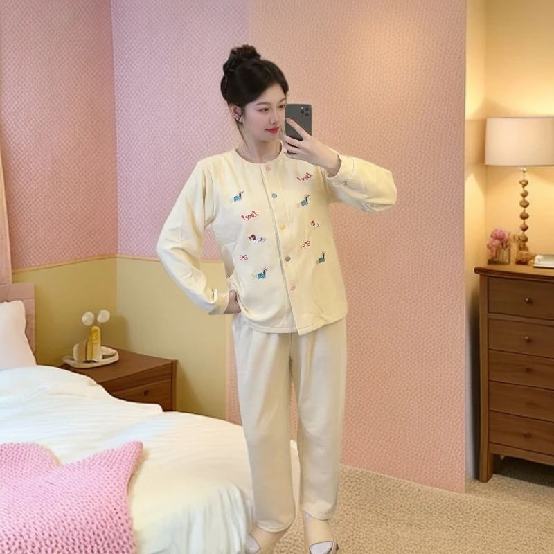 【5】品牌高货青沧 高品质睡衣女秋冬季宽松休闲舒适家居服套装大码