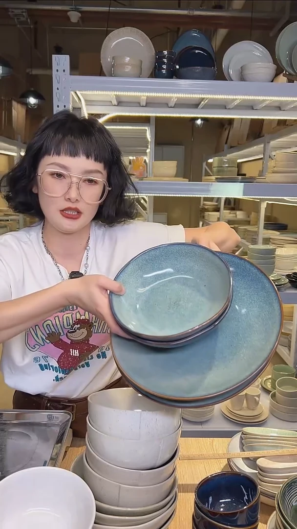 瓷256外贸尾货高温釉下彩餐具默认微瑕