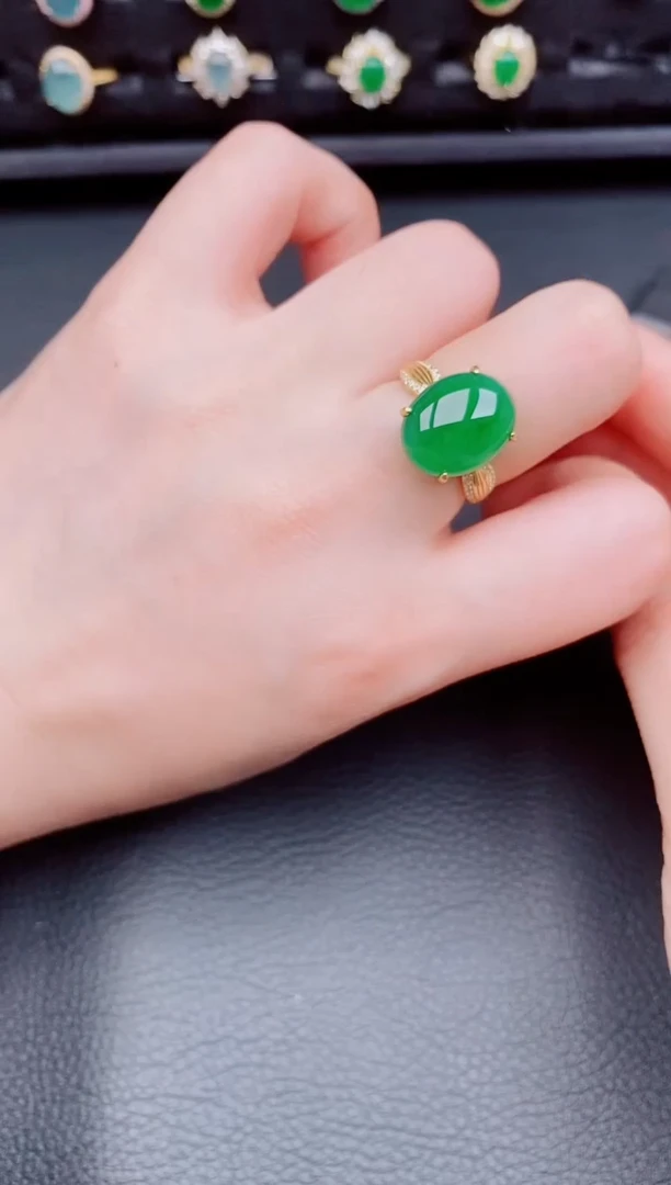 【闪购商品】翡翠戒指银S925镶嵌天然a货翡翠200