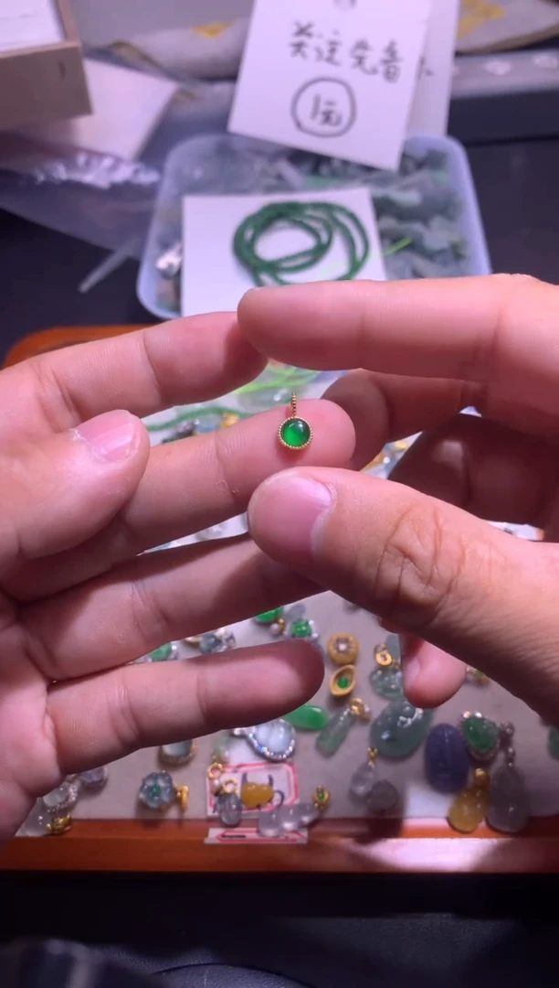 翡翠银S925镶嵌吊坠(不含链)1