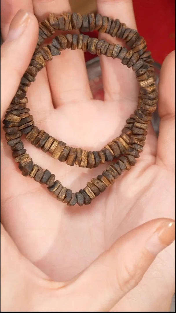 沉香手串海南奇楠碎银子单圈
