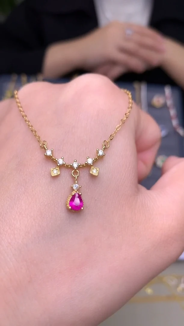 银S925镶嵌颈饰红宝石项链