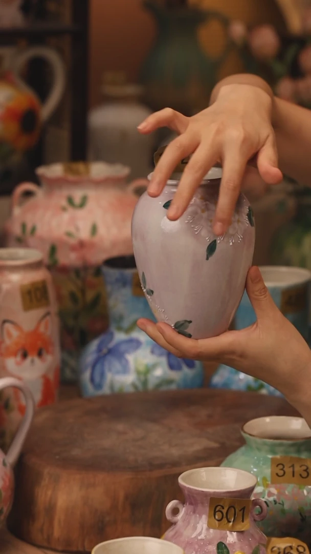 陶瓷172景德镇设计师手作花器摆件侘寂风