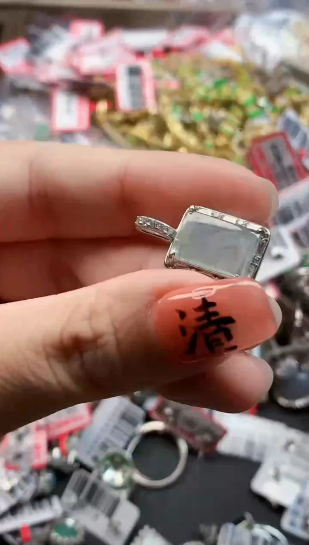 银S925镶嵌戒指翡翠天然A货缅甸翡翠