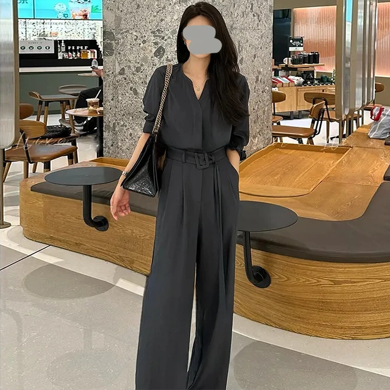 2025夏季新款洋气黑色气质洋气女神范收腰显瘦长裤遮肉韩版连体裤