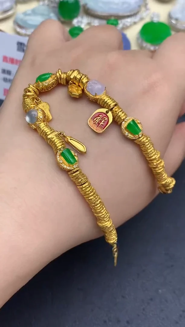 18K金镶嵌手链翡翠?*喵567-中国好珍宝