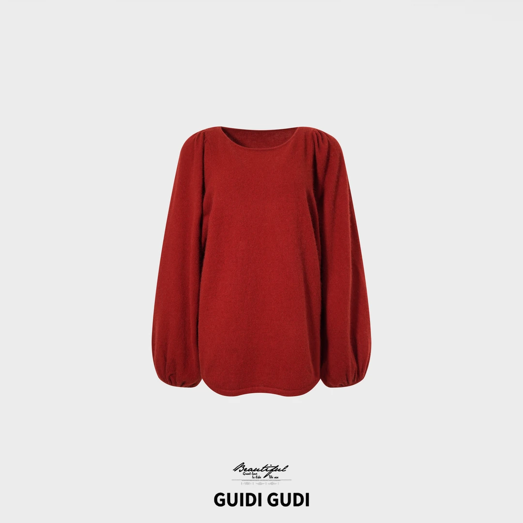 GUIDI GUDI【人间至味】秋冬极简休闲设计款毛衣/黄加蓝 X95401141H