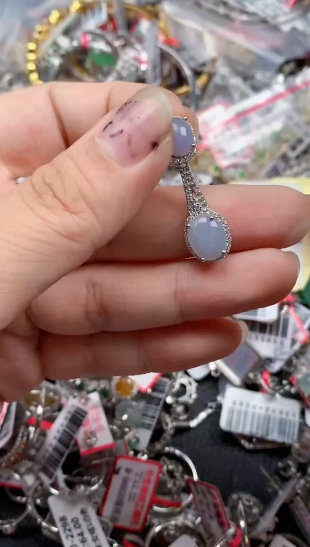 银S925镶嵌戒指翡翠天然A货缅甸翡翠