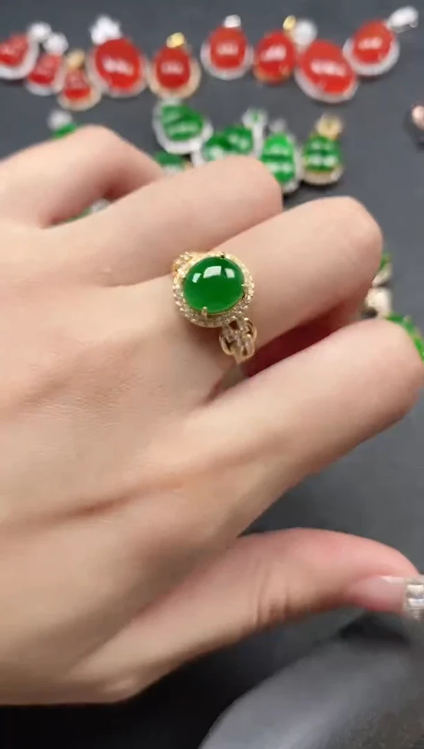 银S925镶嵌戒指翡翠15151