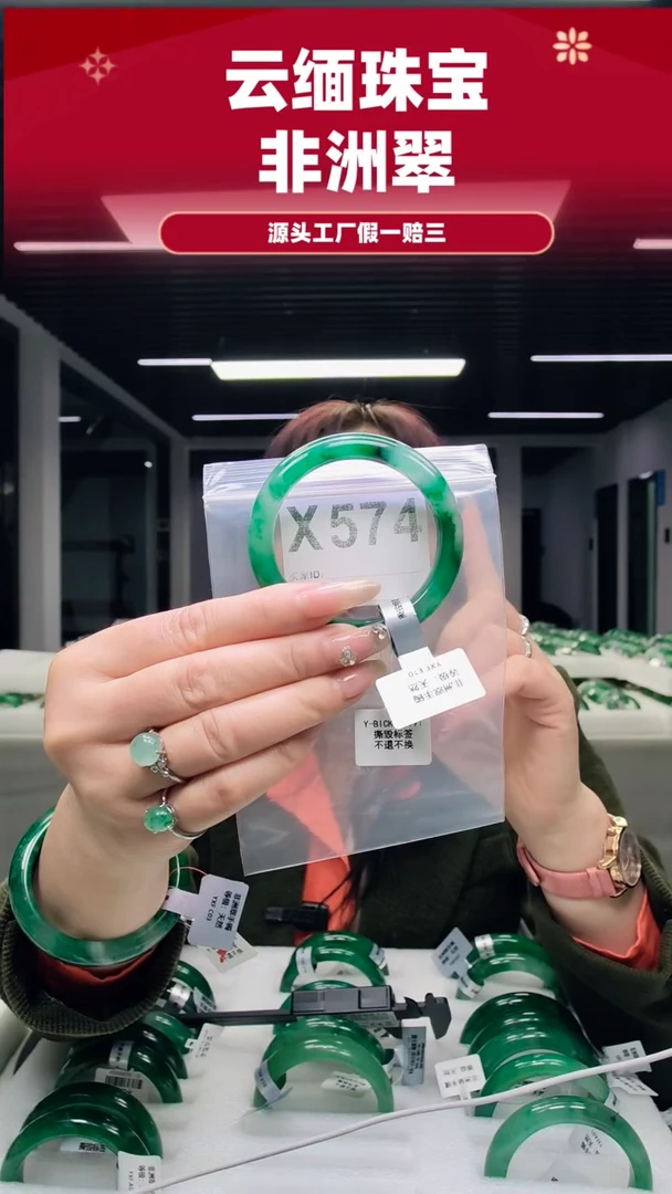 未镶嵌手镯石英质玉（非洲翠）54圈口X574